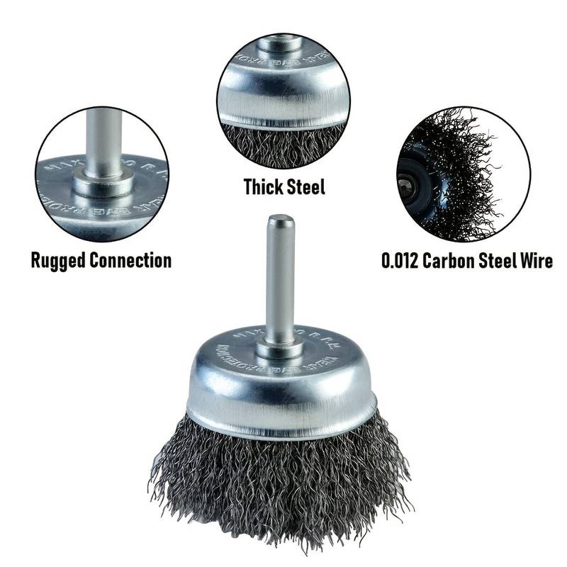 TILAX Wire Brush Wheel Cup Brush Set 6 Piece, Wire Brush for Drill 1/4 inch Arbor 0.012 inch Coarse Carbon Steel Crimped Wire Wheel for Cleaning
